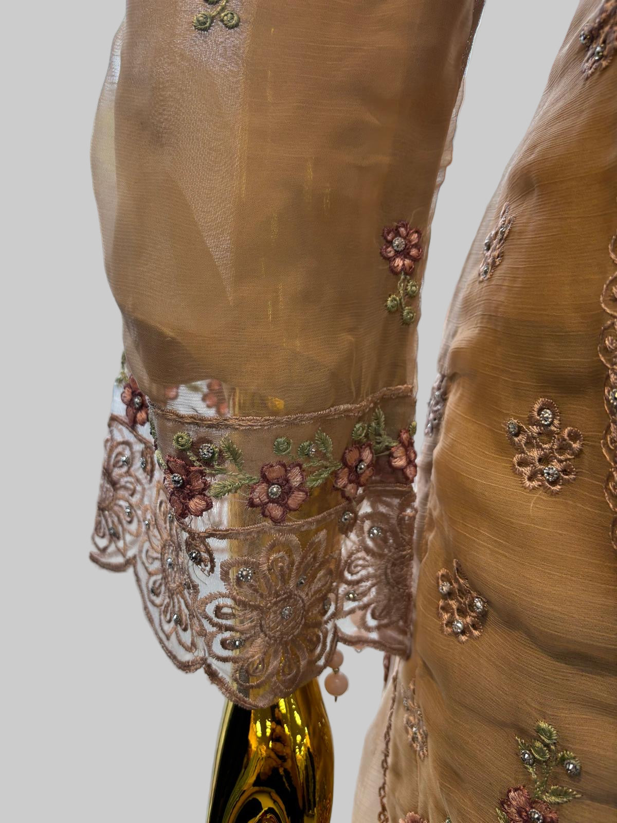 (121) Elegant Pakistani Embroidered Chiffon 3-Piece Occasion Wear Suit