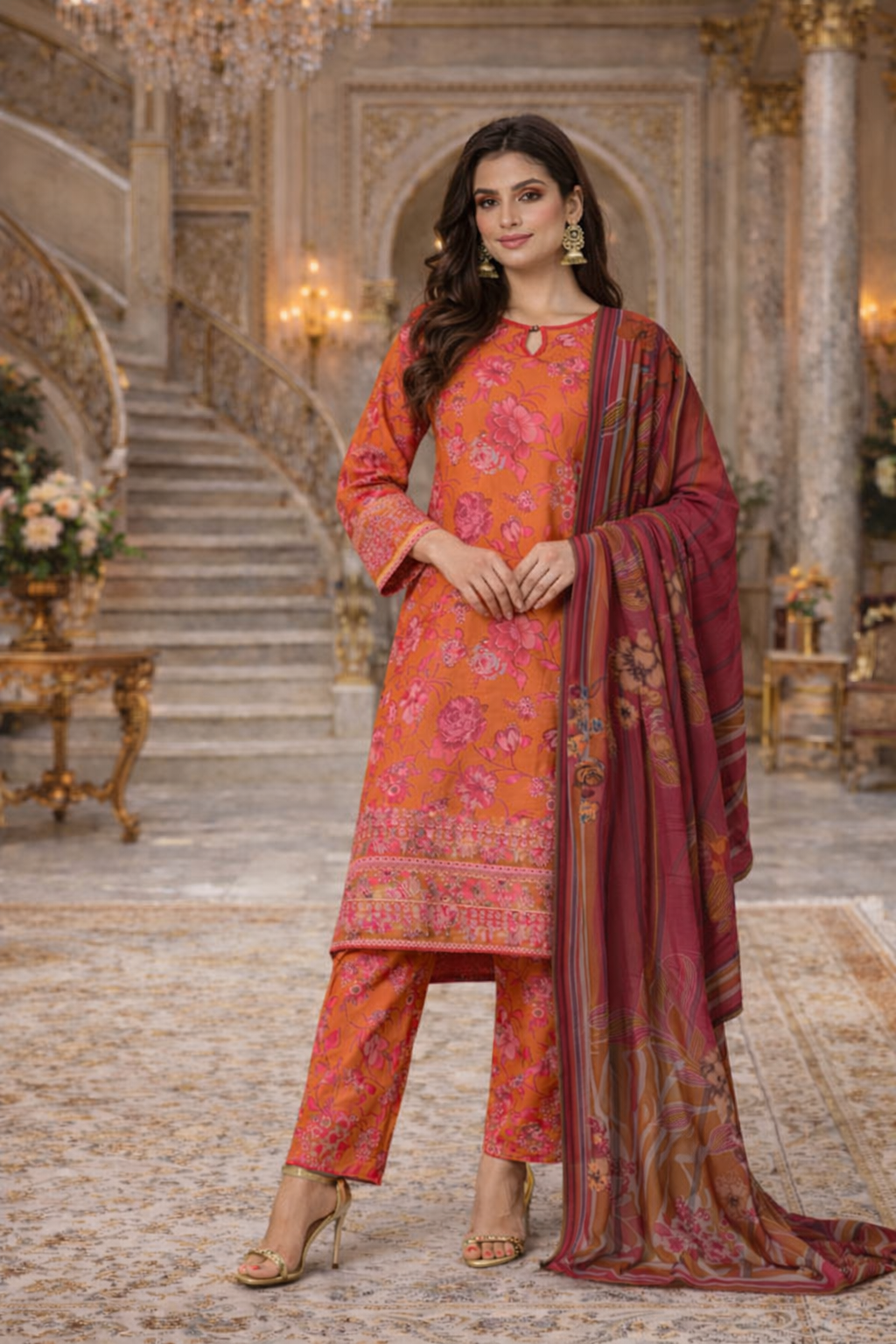 (161) Dhanak Embroidered 3-Piece Suit – Cozy Winter Elegance