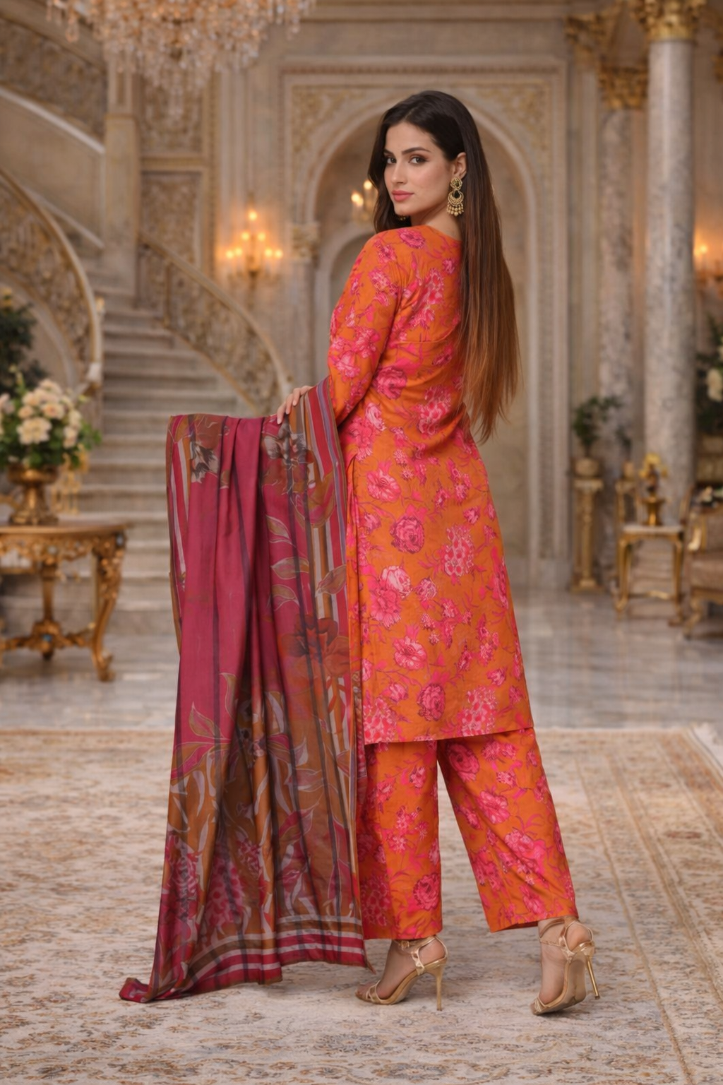 (161) Dhanak Embroidered 3-Piece Suit – Cozy Winter Elegance