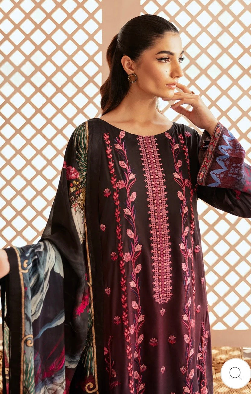 (193) Riwaj by Ramsha Viscose Embroidered Suit with Printed Dupatta
