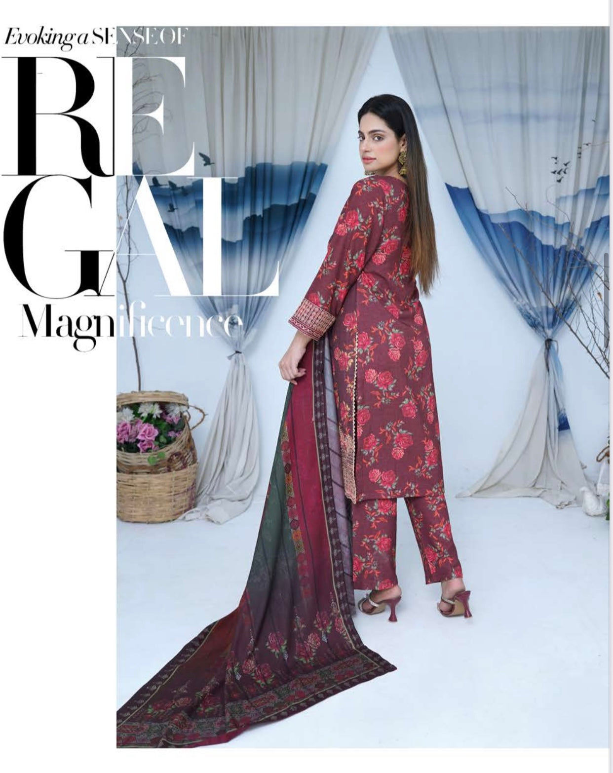 (166) Luxury Dhanak Embroidered Suit | 3 Piece Ready to Wear Winter Collection