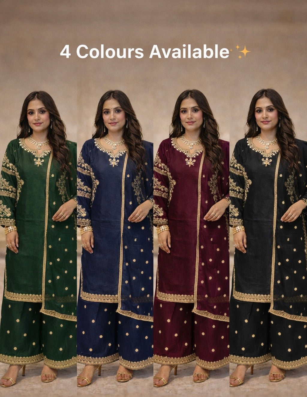 (255) Pakistani Maroon Viscose Palazzo Suit | Gold Sequin Embroidery