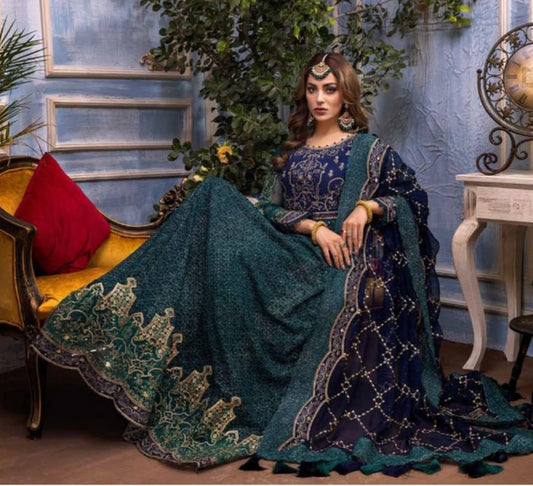 (115) Pakistani Luxury Dream Collection Unstitched Chiffon Embroidered Suit