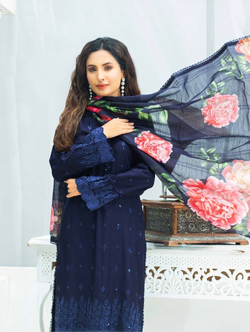 (341) Pakistani Viscose Chikankari Suit | Floral Dupatta | Ready to Wear