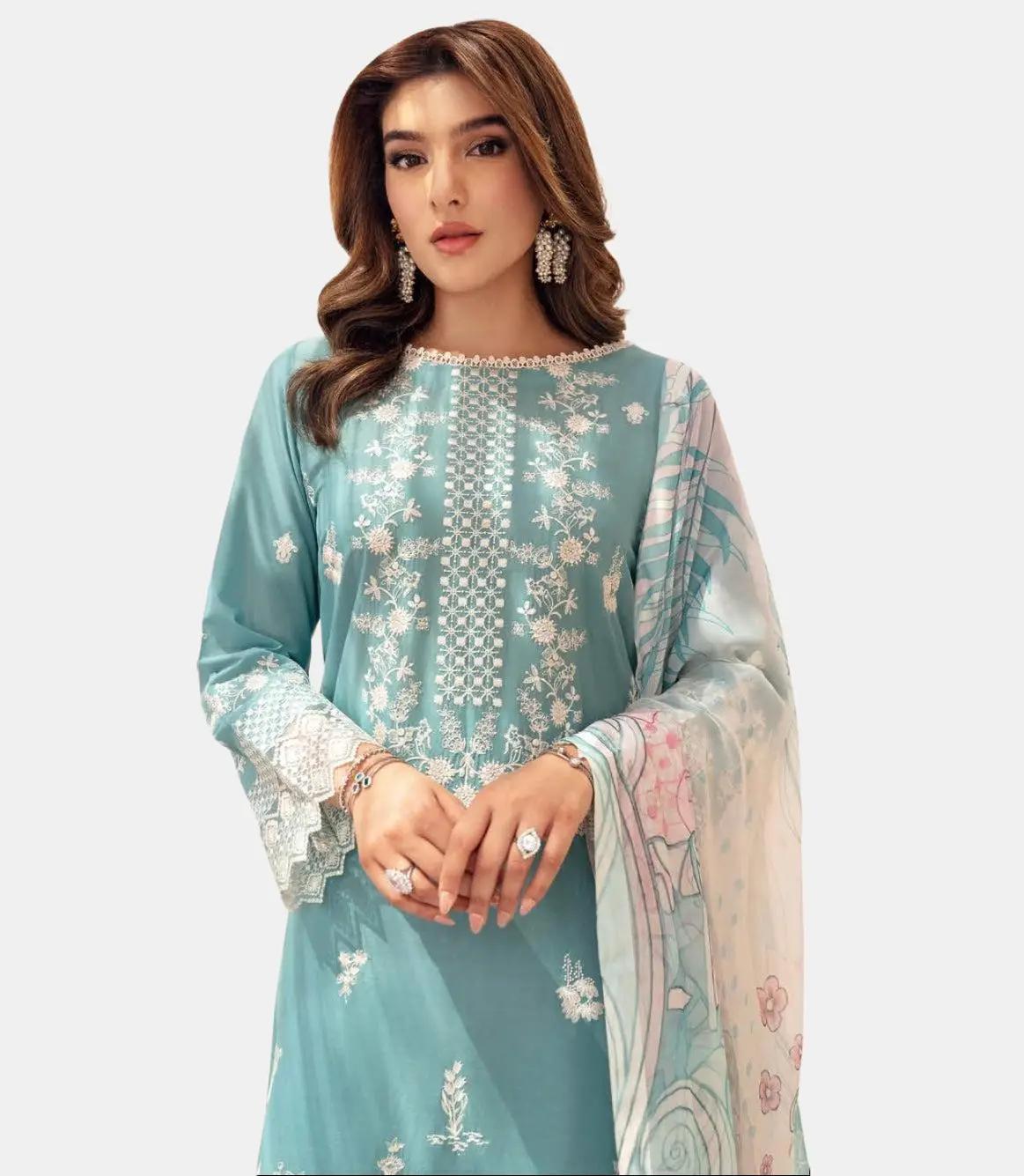 (191) Ramsha Andaaz Fully-Lined Embroidered Lawn 3-Piece Suit