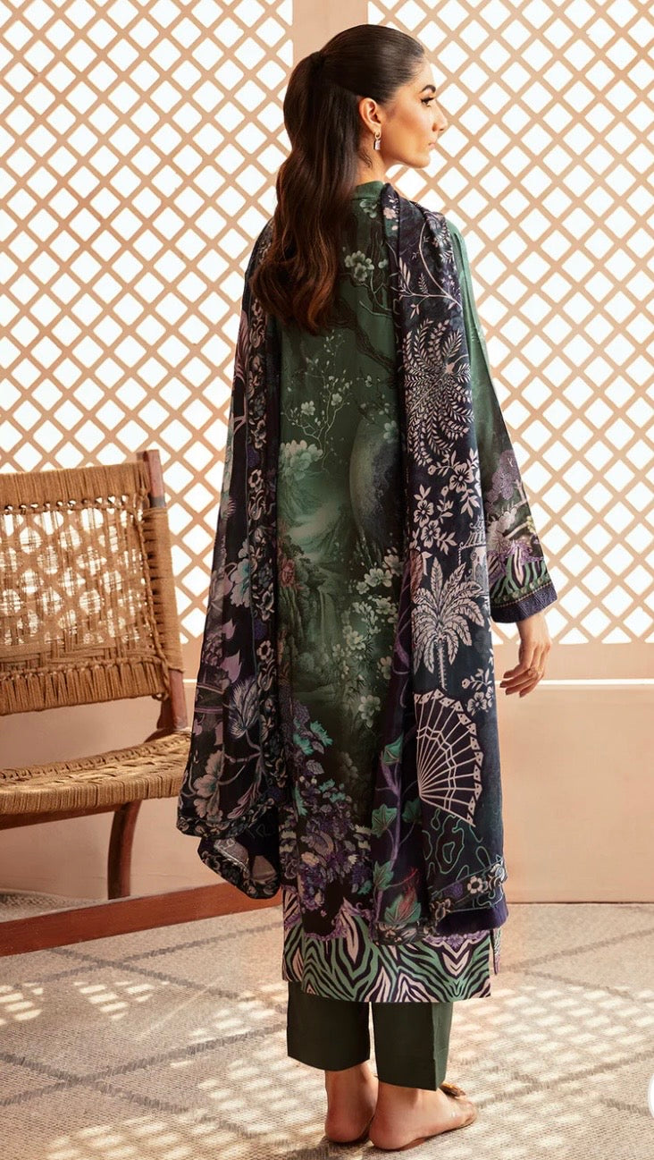 (192) Riwaj by Ramsha Viscose Embroidered Suit with Printed Dupatta