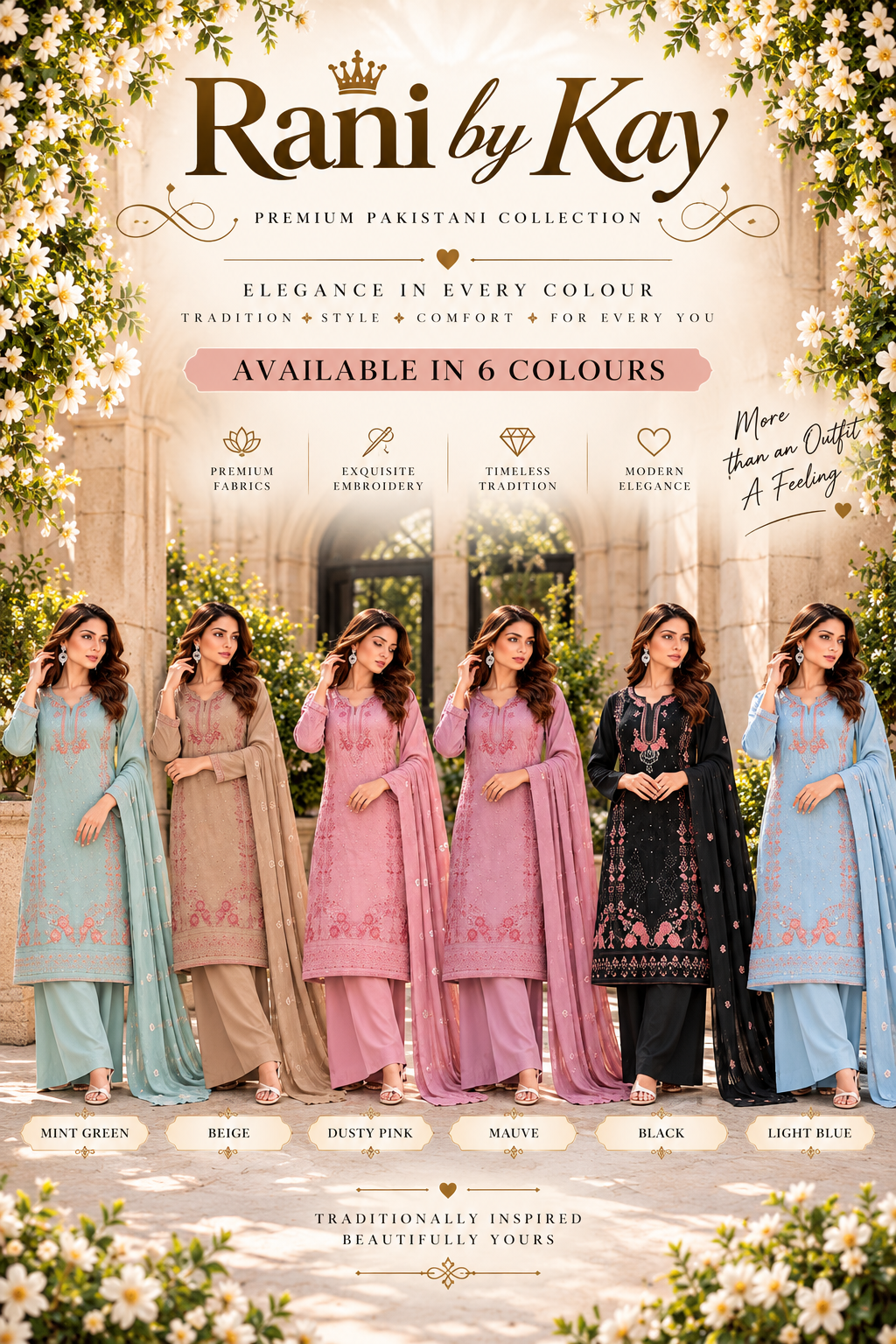 (361) Abeeha mauve Viscose Floral Embroidered Suit 
A beautiful blend of comfort and elegance, soft viscose kameez with delicate floral embroidery, paired with a stunning Bamber dupatta