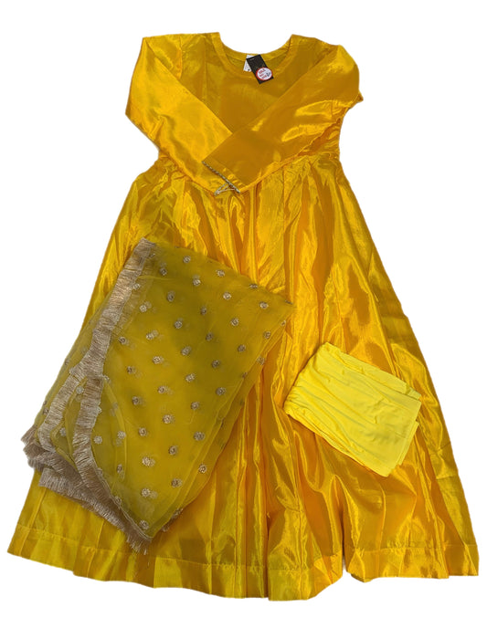 (26) Indian anarkali flared embroidered organza dupatta ready to wear three piece suit