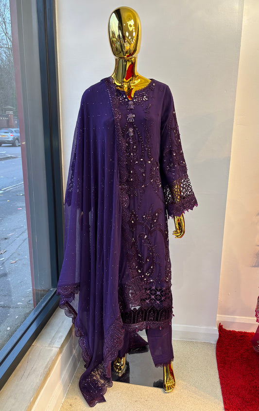 (144) Pakistani Luxury Dream | Maria B Original Chiffon Embroidered Ready-Made Suit