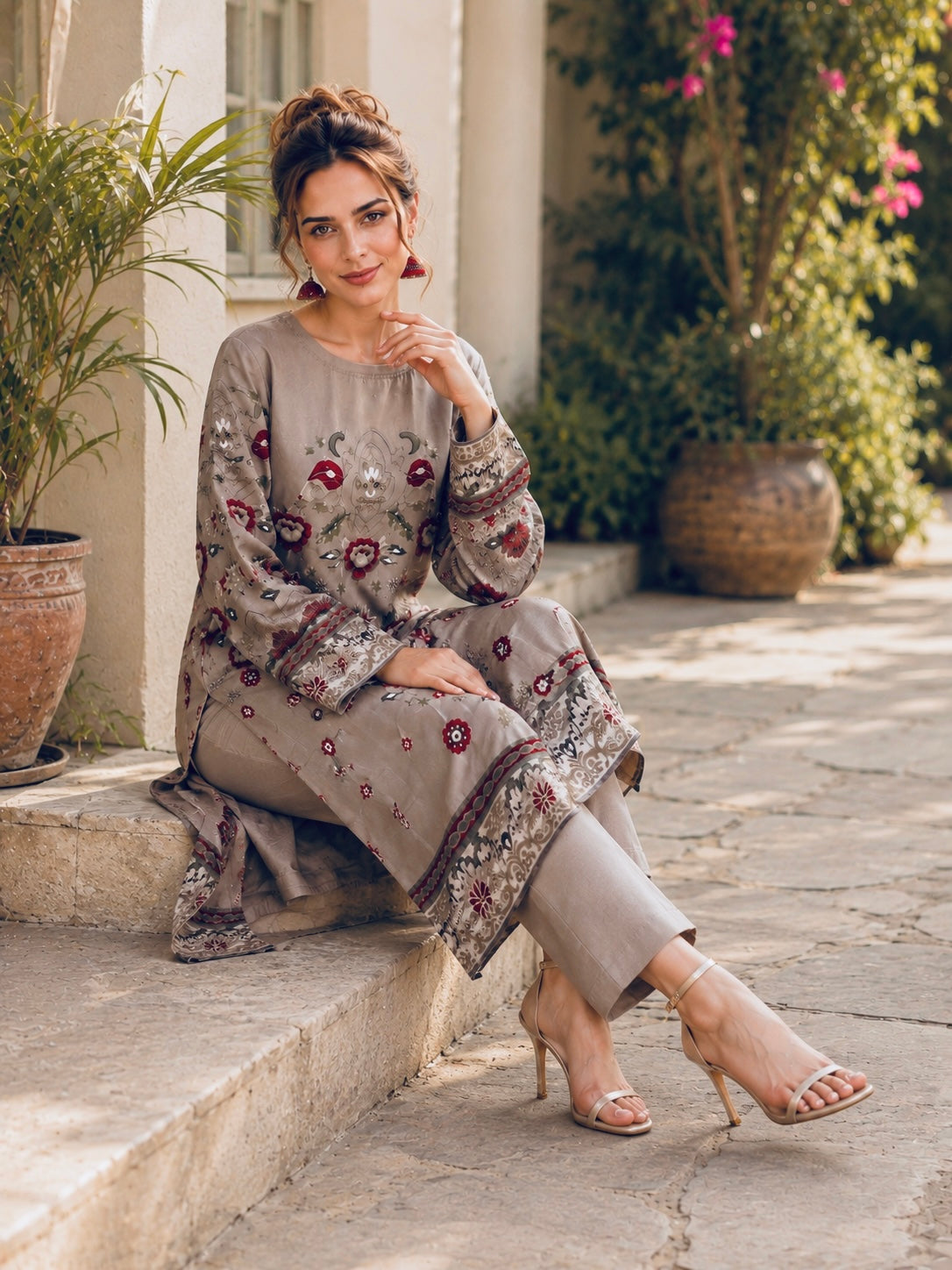 (52) Tawakkal Printed 2 Piece Linen Co-Ord Set Ready to Wear