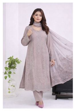 (346) Beige Chikankari Viscose Suit | Sequin Embroidery | Ready to Wear