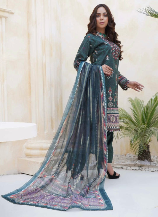 (298) Pakistani Lawn Farsi Shalwar Suit | Ready-to-Wear with Digital Printed Monar Dupatta