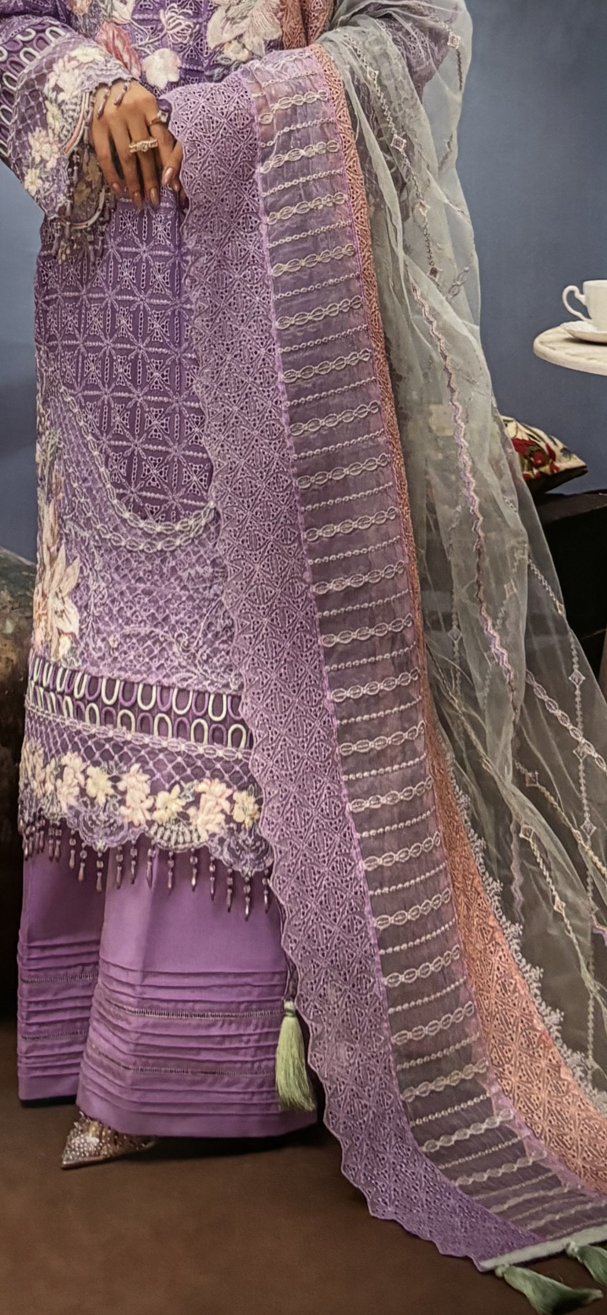 (122) Pakistani Luxury Dream Collection Unstitched Chiffon Embroidered Suit