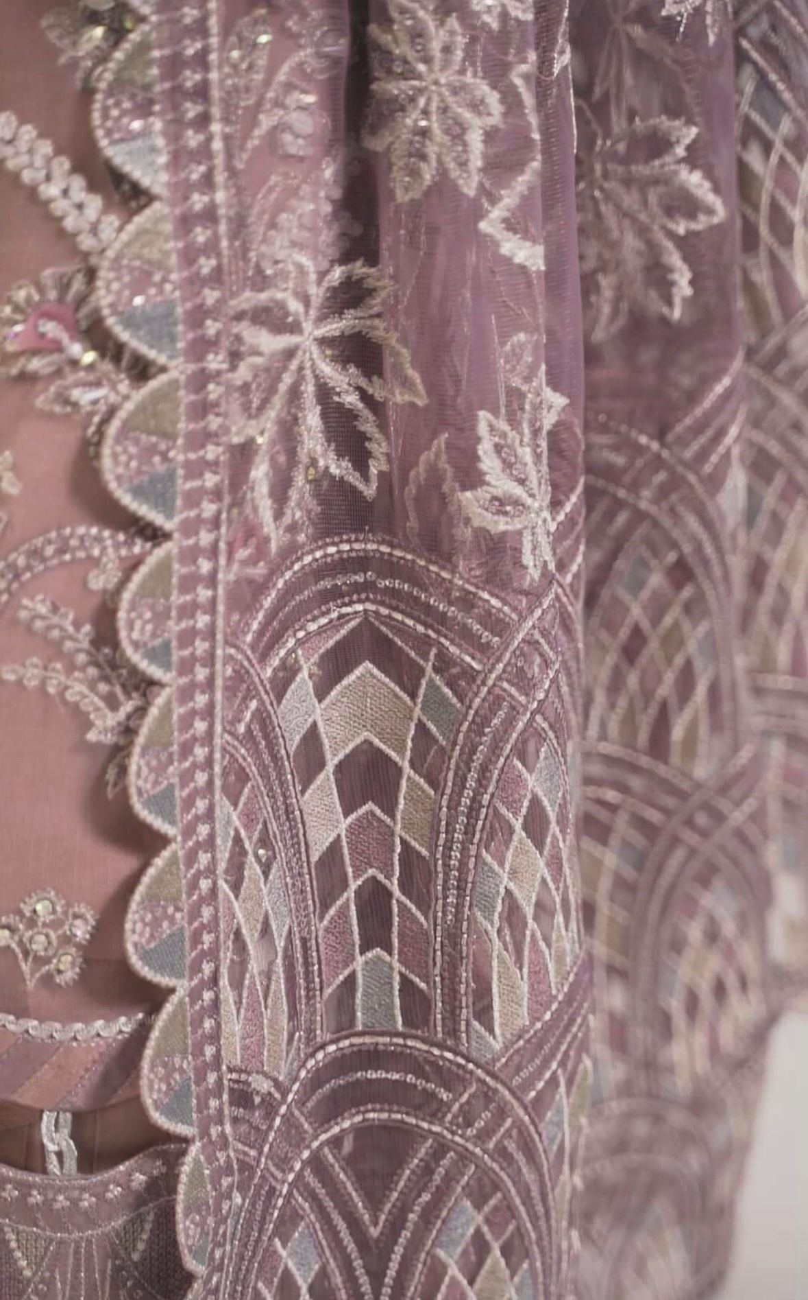 (94) Ladies Jazmin Pakistani Wedding Suit with Diamanté & Embroidered Scarf