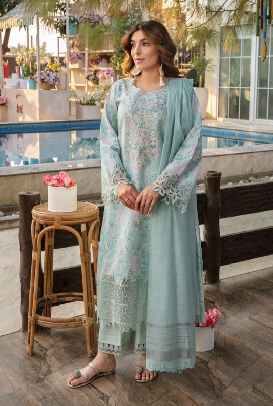 (130) Rang Rasiya Shireen Florence Summer Edit 2025 – Ready-to-Wear Lawn Suit with Printed Silk Dupatta