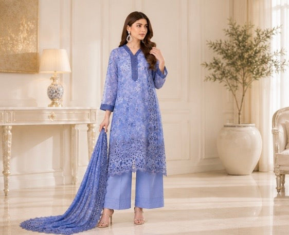 (138) Tawakkal Paisley Lawn Suit | Cutwork Lace & Sequin Embroidery
