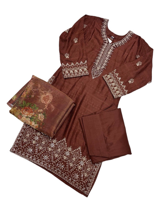 (162) Pakistani Farshi Shalwar Embroidered Kameez | Elegant Ready-to-Wear Suit