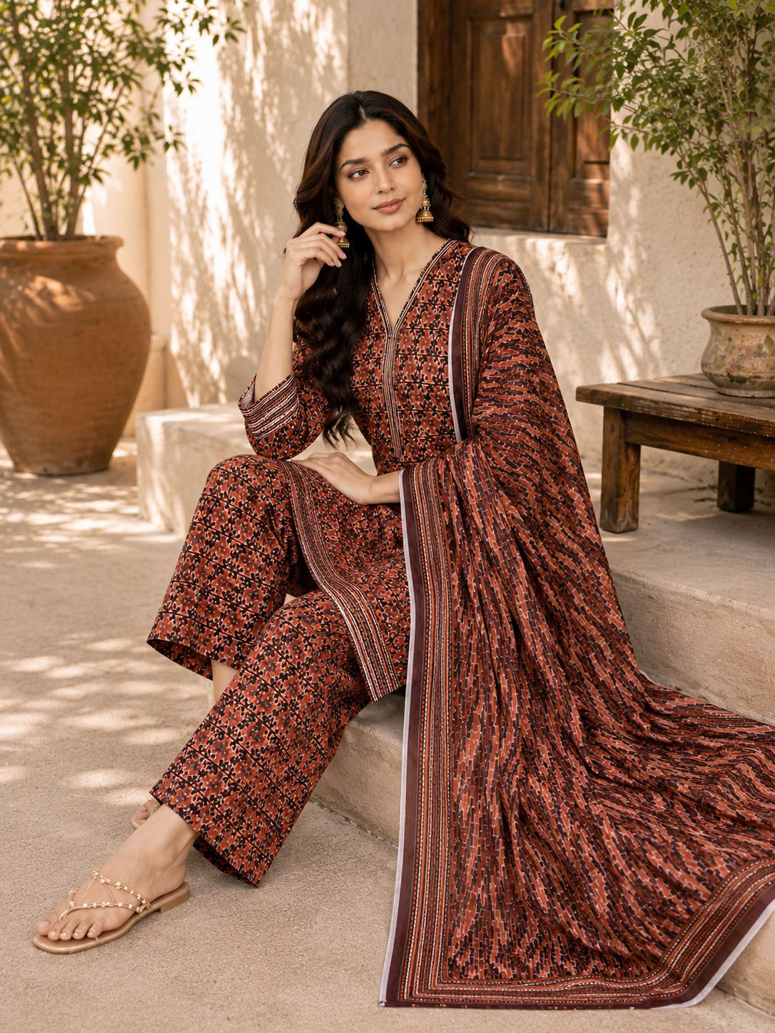 Bin saeed Lawn Suit Print & Contrast Dupatta ready to wear