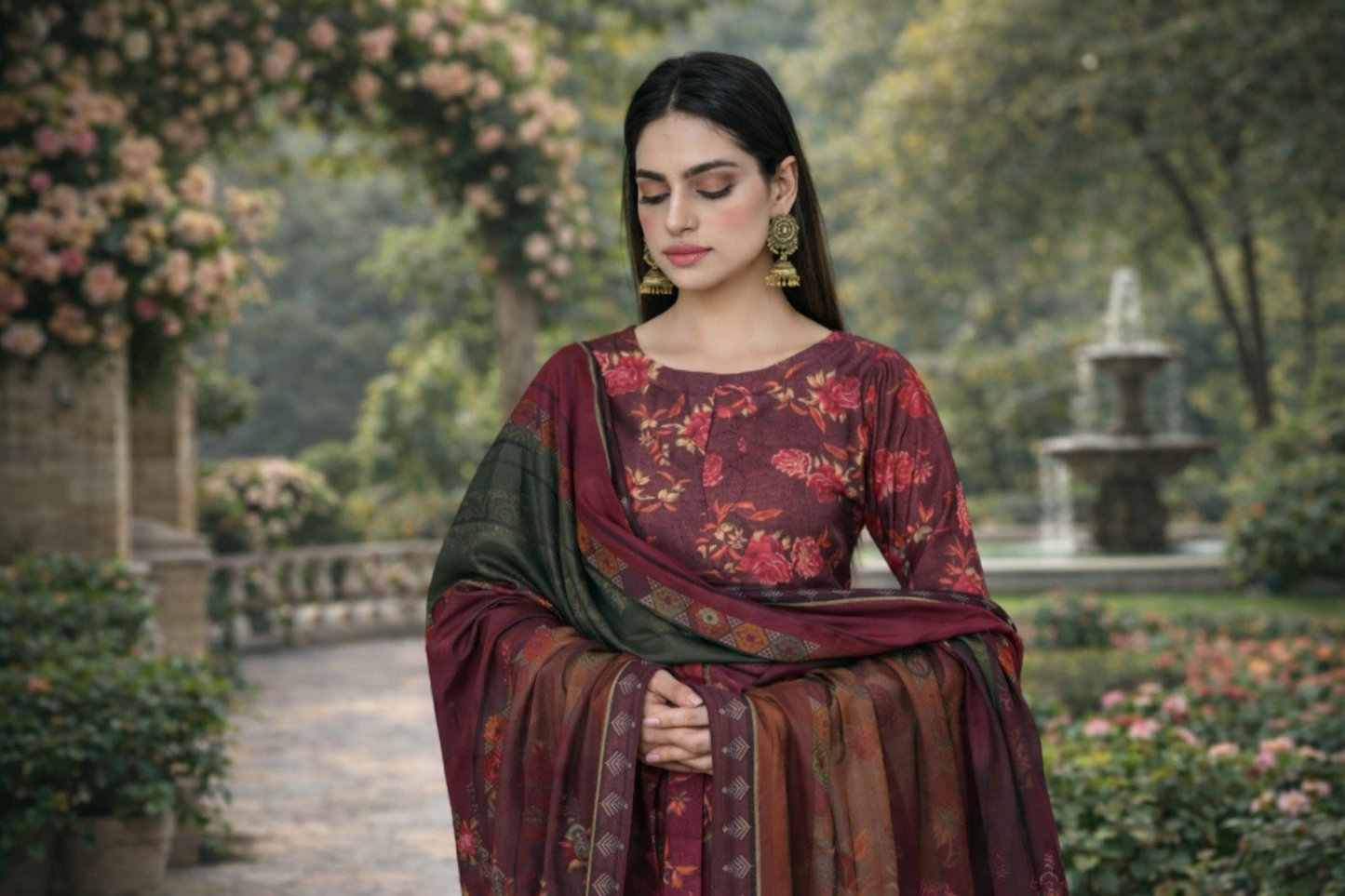 (166) Dhanak Embroidered 3-Piece Suit – Cozy Winter Elegance