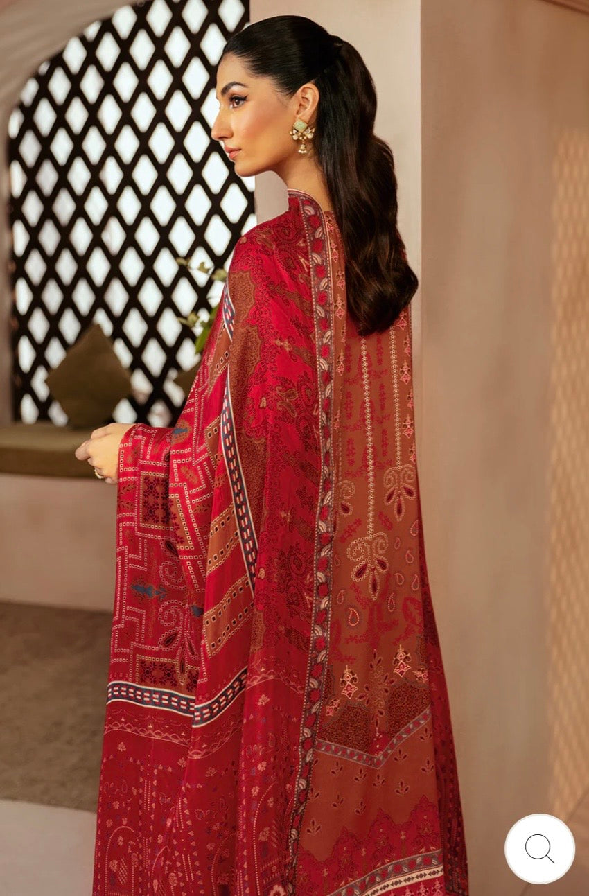 (215) Riwaj by Ramsha Viscose Embroidered Suit with Printed Dupatta