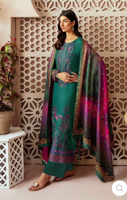 (227) Riwaj by Ramsha Viscose Embroidered Suit with Printed Dupatta