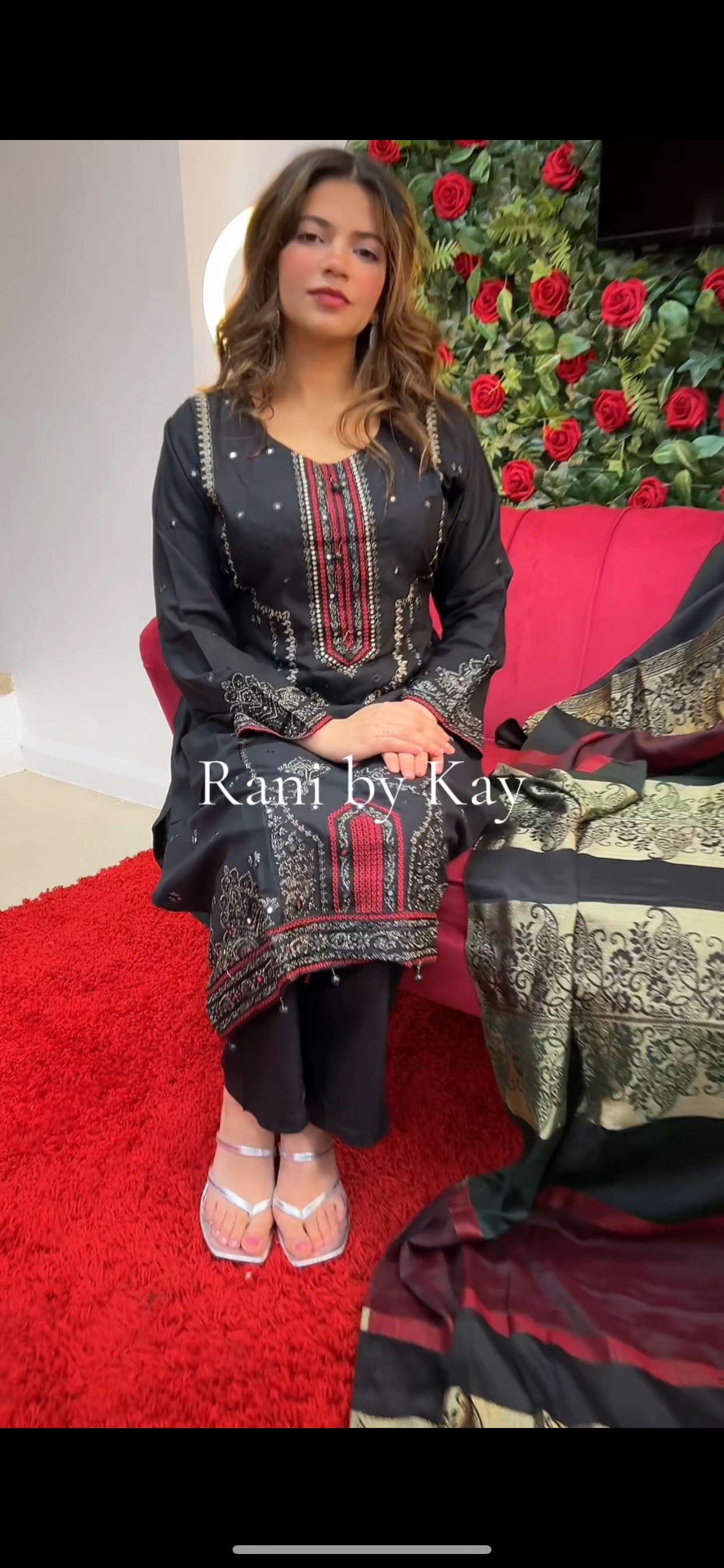(234) Pakistani Dhanak Lace Trim Embroidered Ready-Made Suit With Shawl