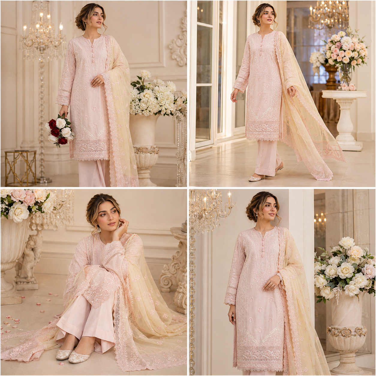(198) Munira premium lawn chiffon plazzo dupatta lace sequins fully lined ready to wear