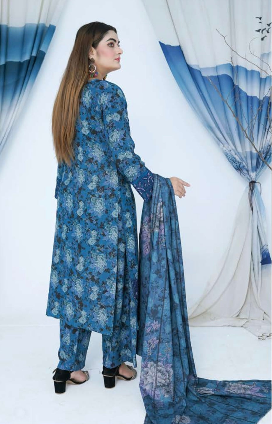 (167) Pakistani Dhanak Embroidered 3 Piece | Winter Ready-to-Wear Suit