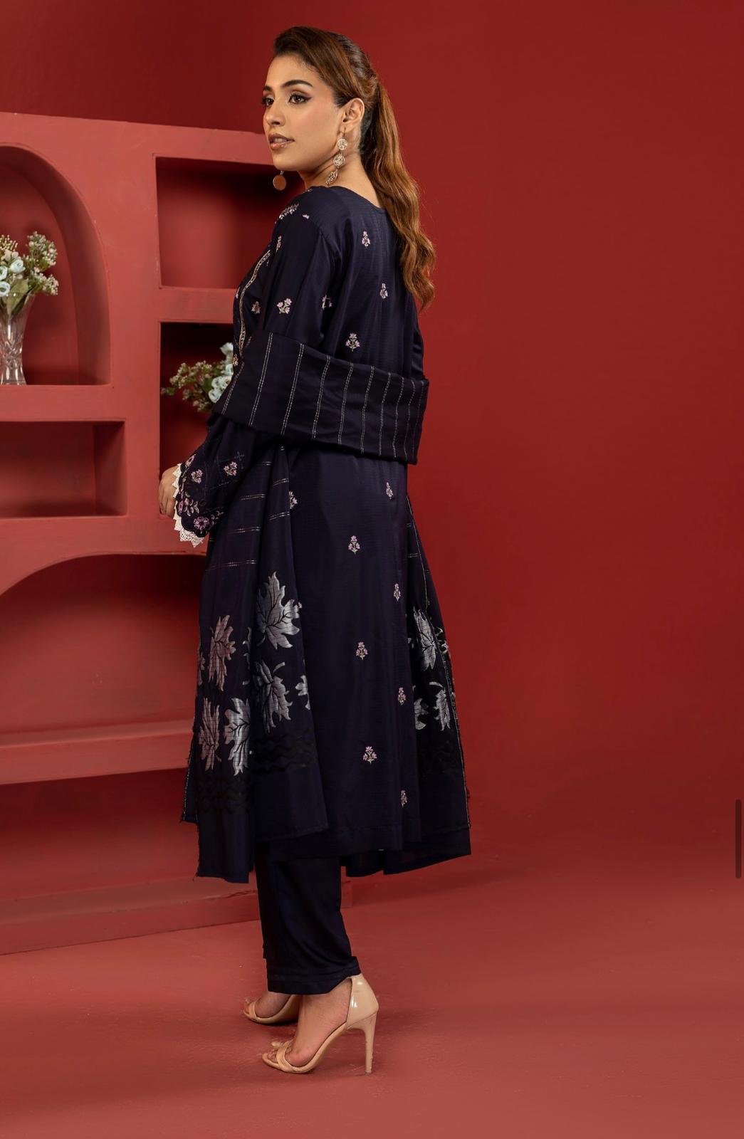 Alisha silk viscose fully embroidered kameez silk viscose dupatta viscose trousers boxed unstitched suit
