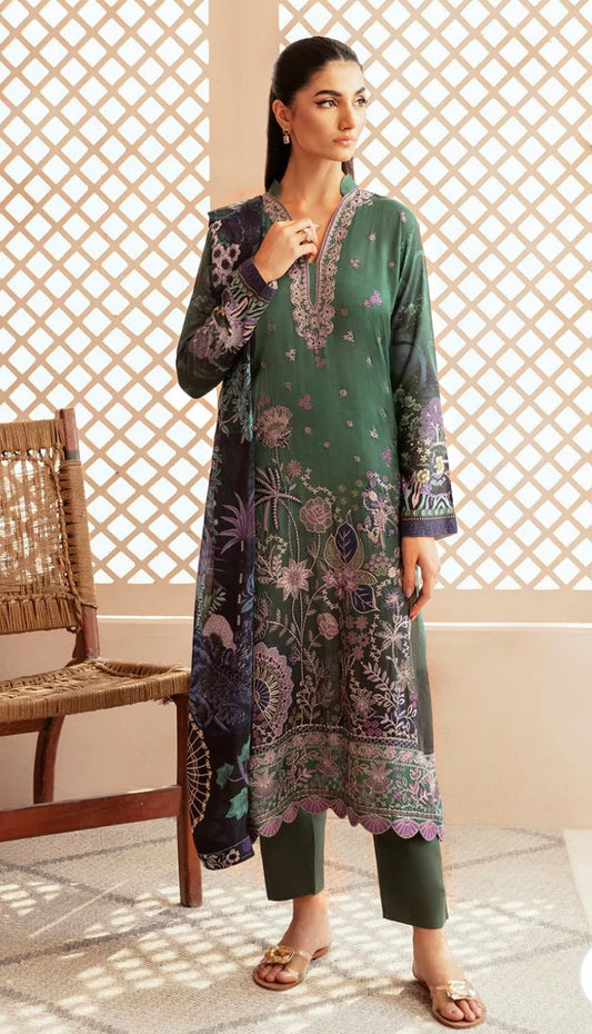 (192) Riwaj by Ramsha Viscose Embroidered Suit with Printed Dupatta