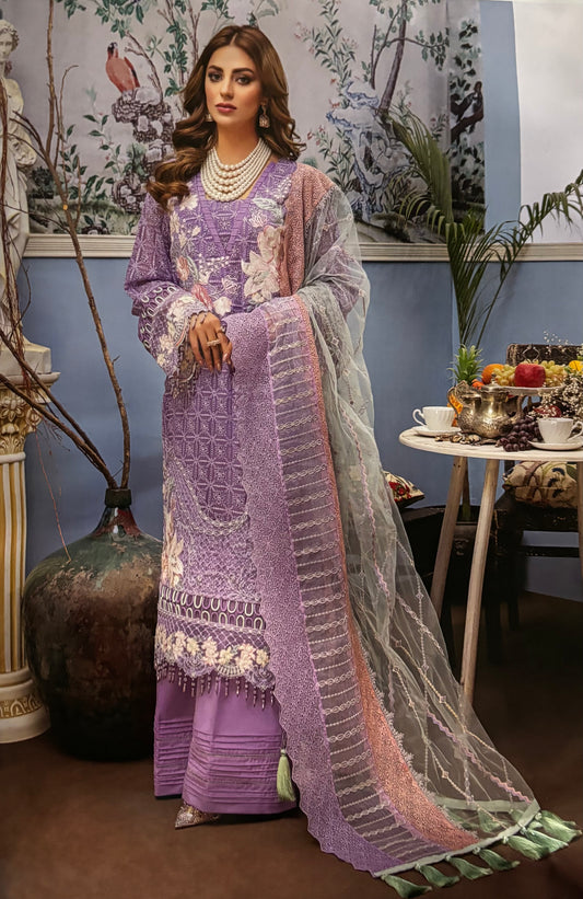 (122) Pakistani Luxury Dream Collection Unstitched Chiffon Embroidered Suit