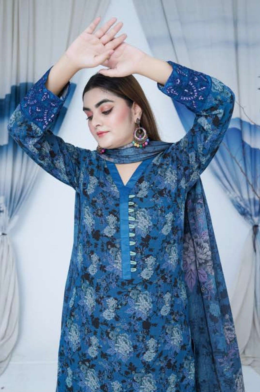 (167) Pakistani Dhanak Embroidered 3 Piece | Winter Ready-to-Wear Suit