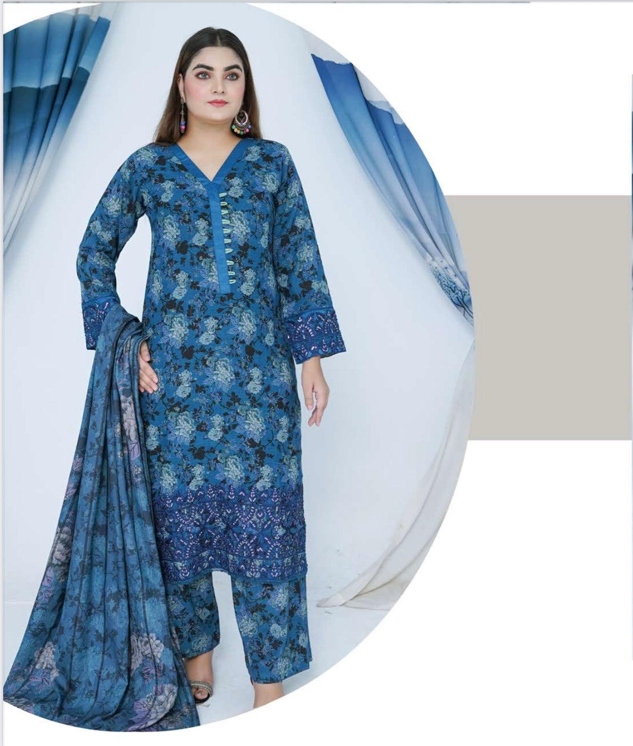(167) Pakistani Dhanak Embroidered 3 Piece | Winter Ready-to-Wear Suit