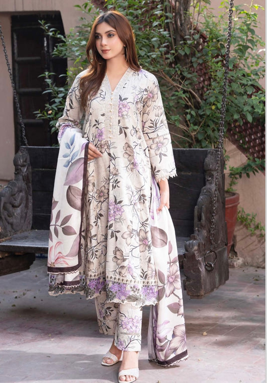 (40) Soni Pakistani Exquisite Luxury Khaddar 3-Piece Suit with Pashmina Dupatta