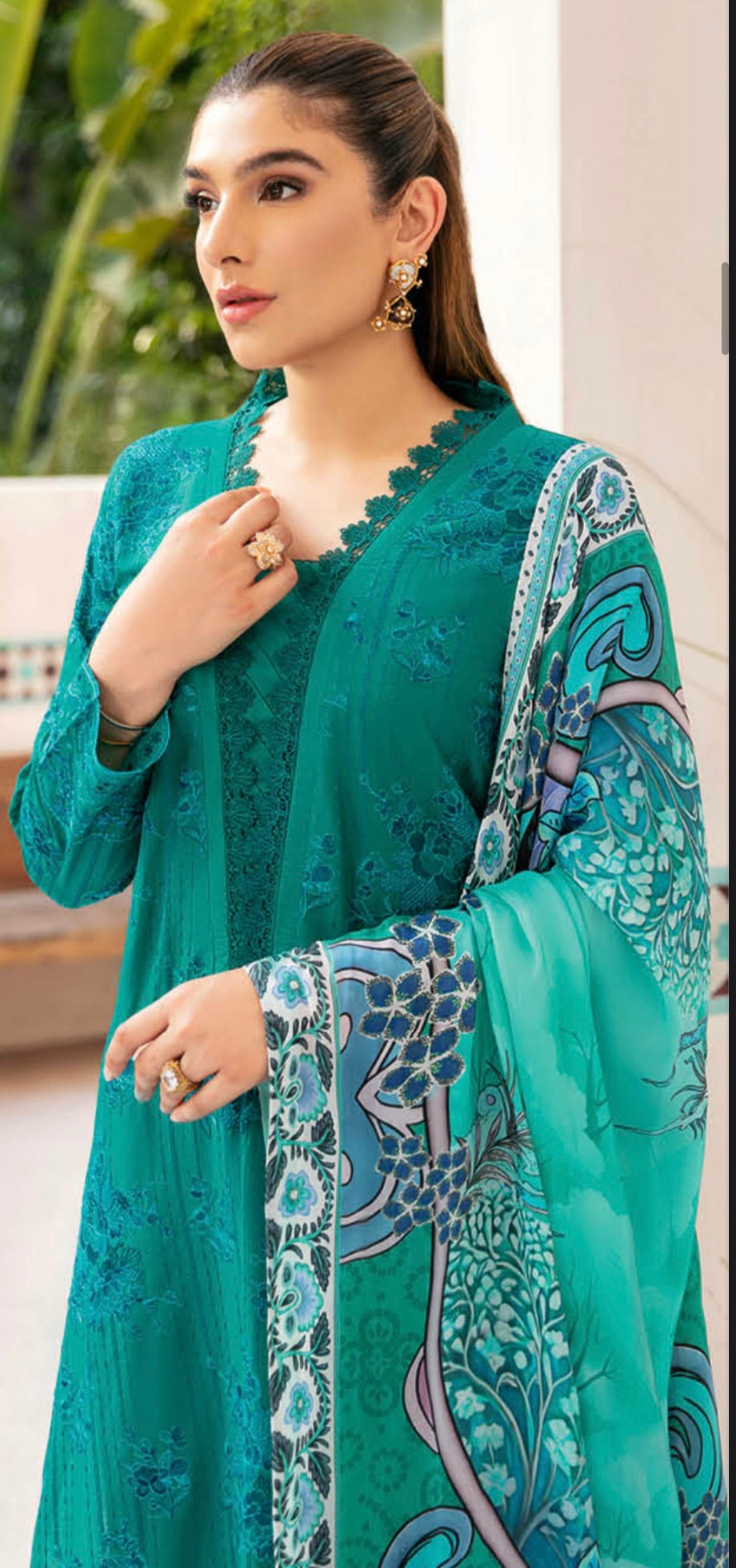 (225) Ramsha Andaaz Luxury Lawn Embroidered Ready Made Suit