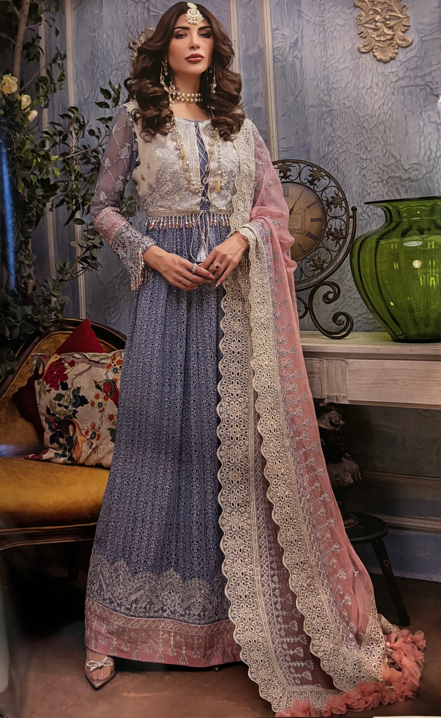 (120) Pakistani Luxury Dream Collection Unstitched Chiffon Embroidered Suit