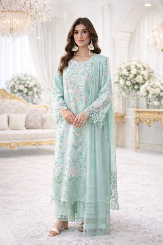 (130) Rang Rasiya Shireen Florence Summer 2025 Lawn Suit w/ Silk Dupatta