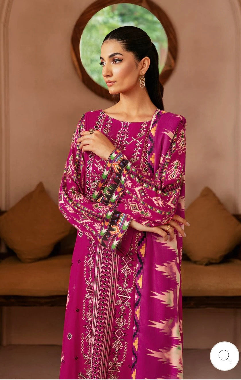 (310) Riwaj by Ramsha Viscose Embroidered Suit with Printed Dupatta