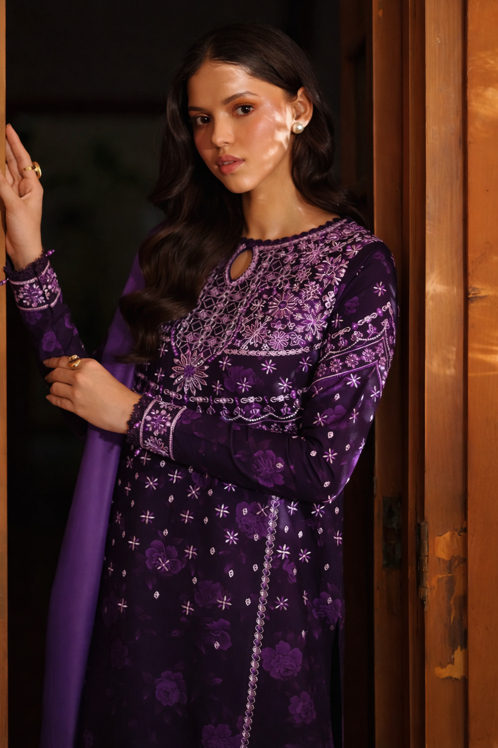 (194) Farasha meline powder plum  digital printed premium viscose digital printed viscose twill shawl ready to wear