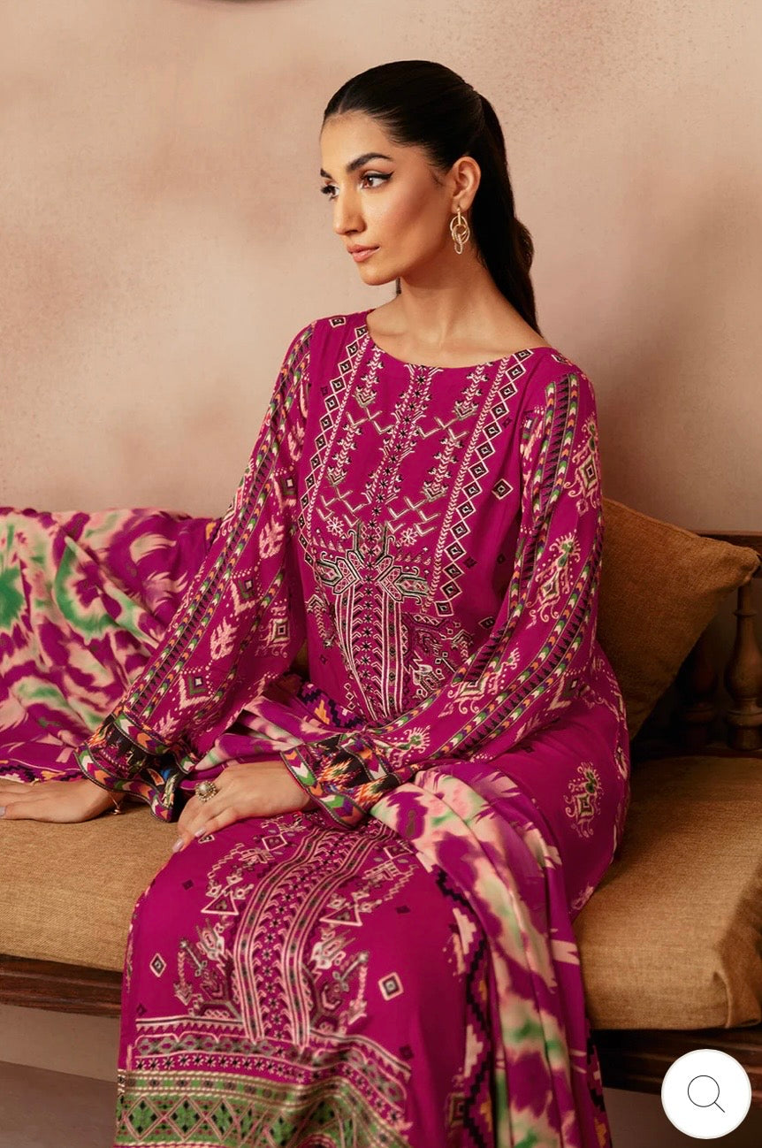 (310) Riwaj by Ramsha Viscose Embroidered Suit with Printed Dupatta