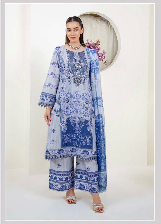 (21) Lawn Luxe – Digital Print 3-Piece Ready-to-Wear Set with Munar Dupatta