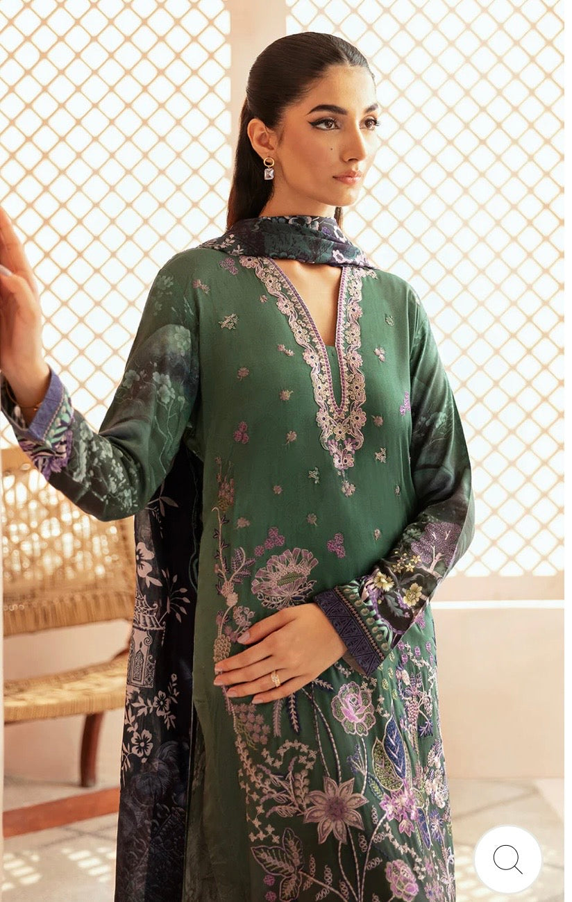 (192) Riwaj by Ramsha Viscose Embroidered Suit with Printed Dupatta