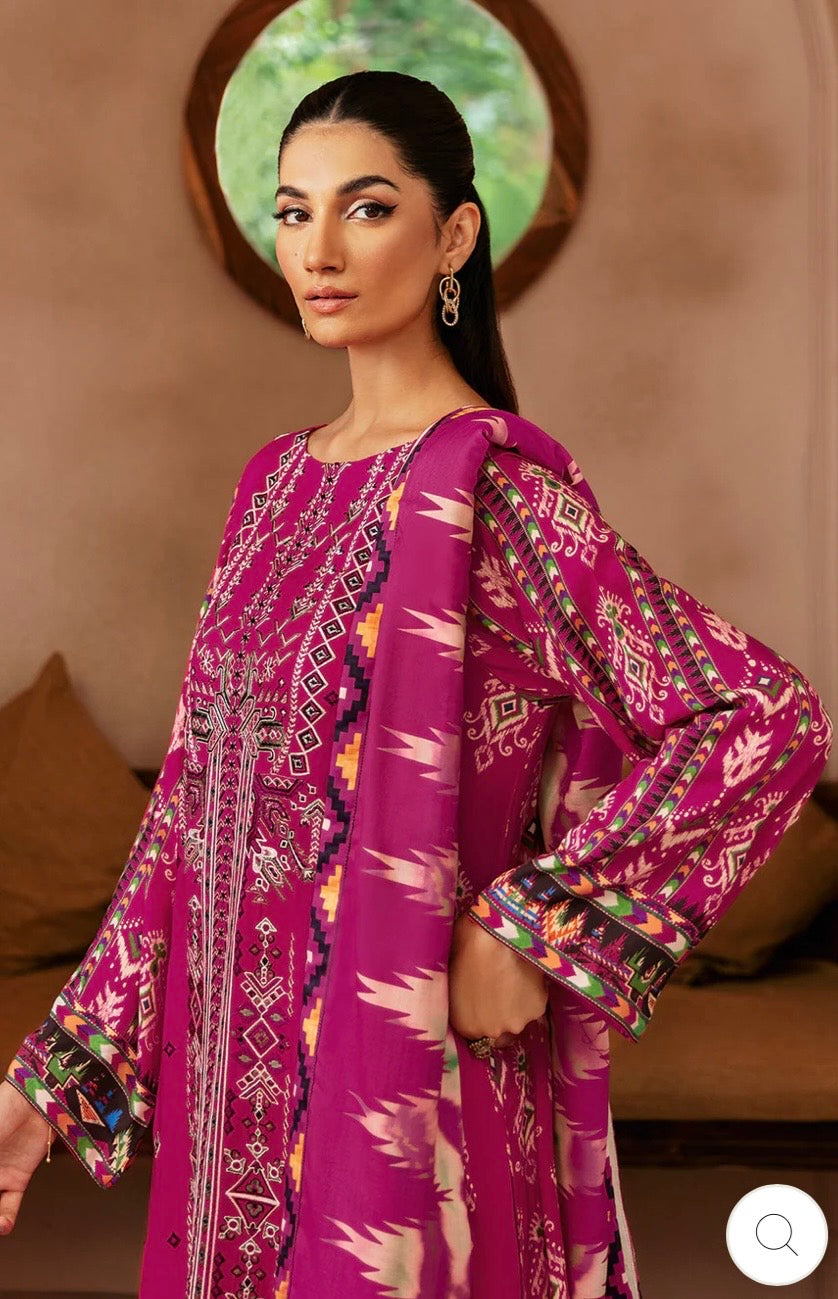 (310) Riwaj by Ramsha Viscose Embroidered Suit with Printed Dupatta