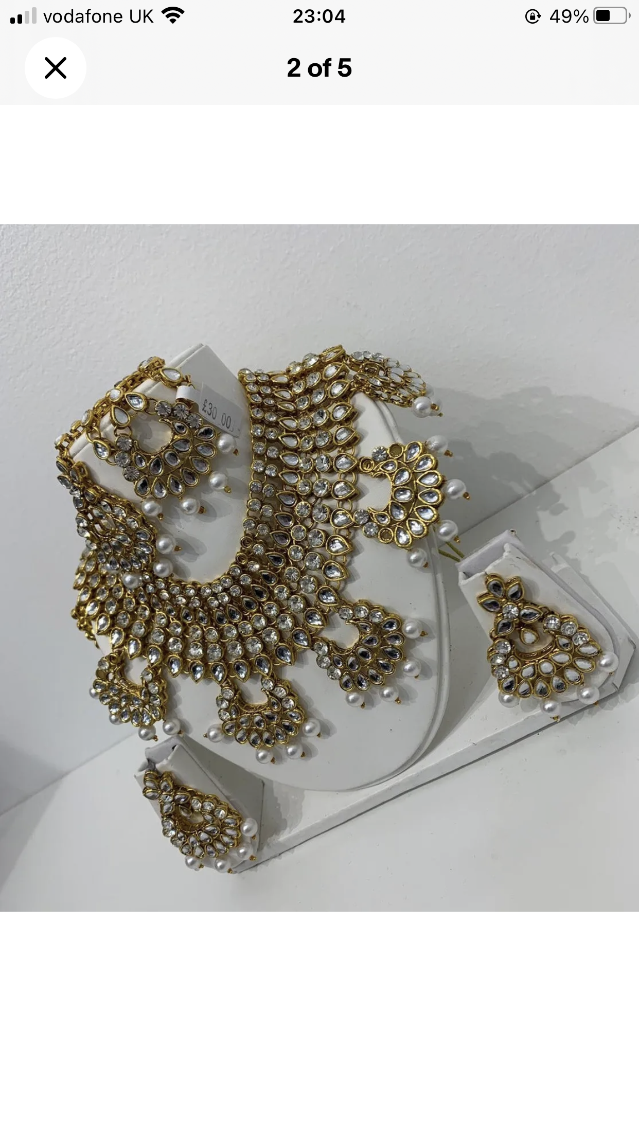 Pakistani gold wedding party tikka jummar stone beaded mirror set