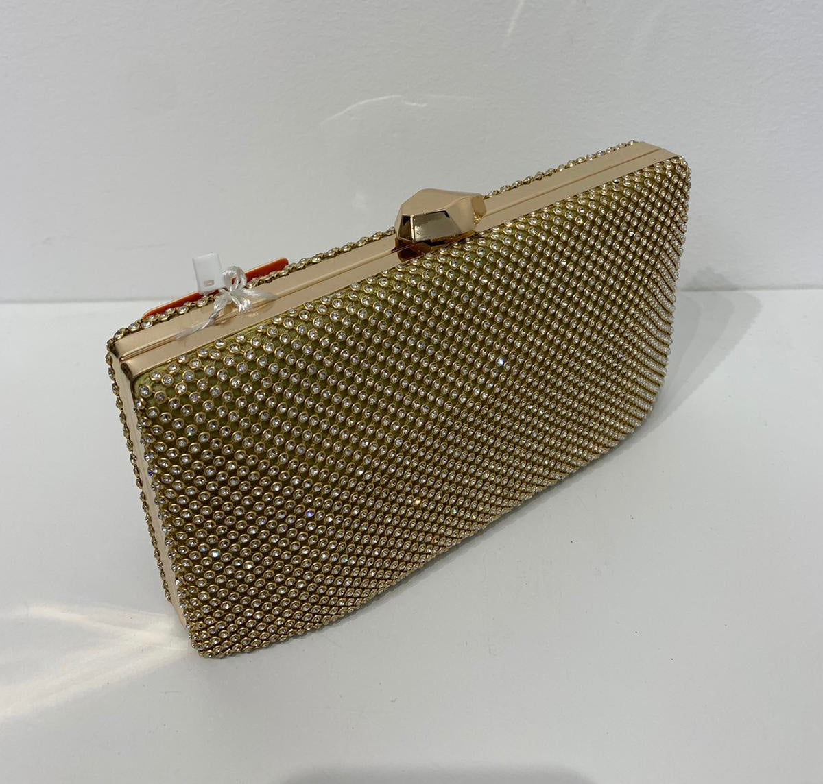 (237) Ladies Square Clutch Bag with Clasp Opening & Long Chain in Multiple Colours