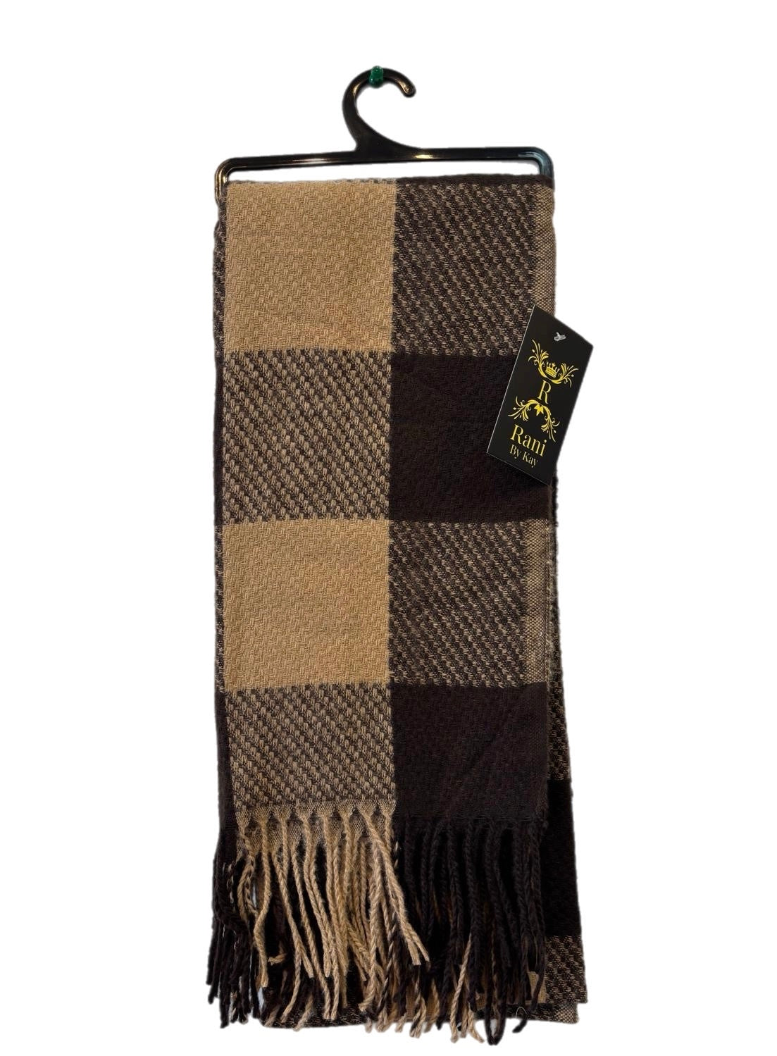 Winter Woolley soft Chequered tassel scarf