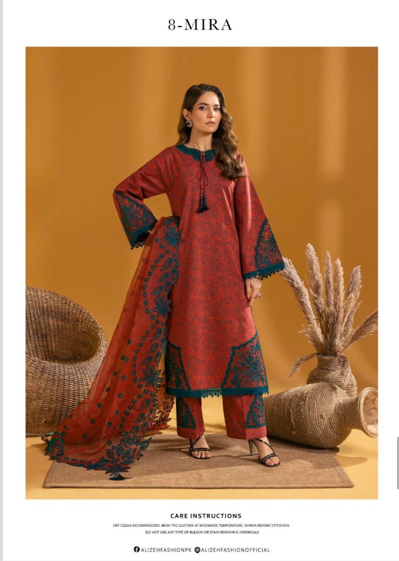 (132) Maahi Alizeh Collection Unstitched Suit – 8-Mira: Elegance Redefined