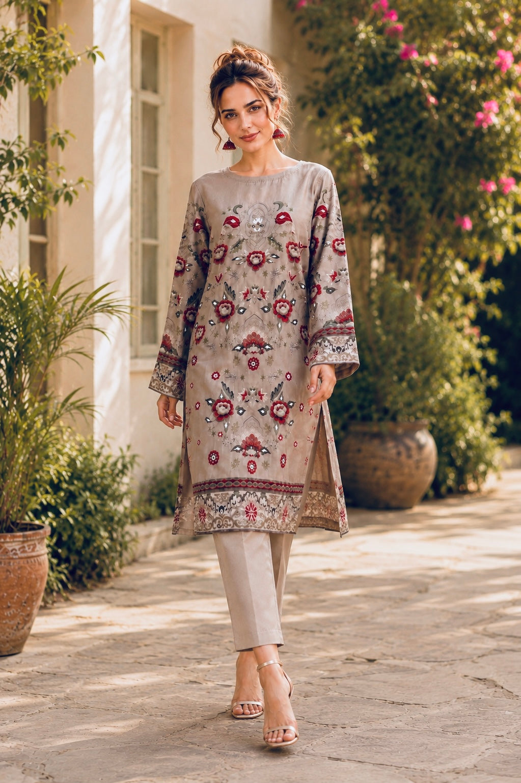 (52) Tawakkal Printed 2 Piece Linen Co-Ord Set Ready to Wear