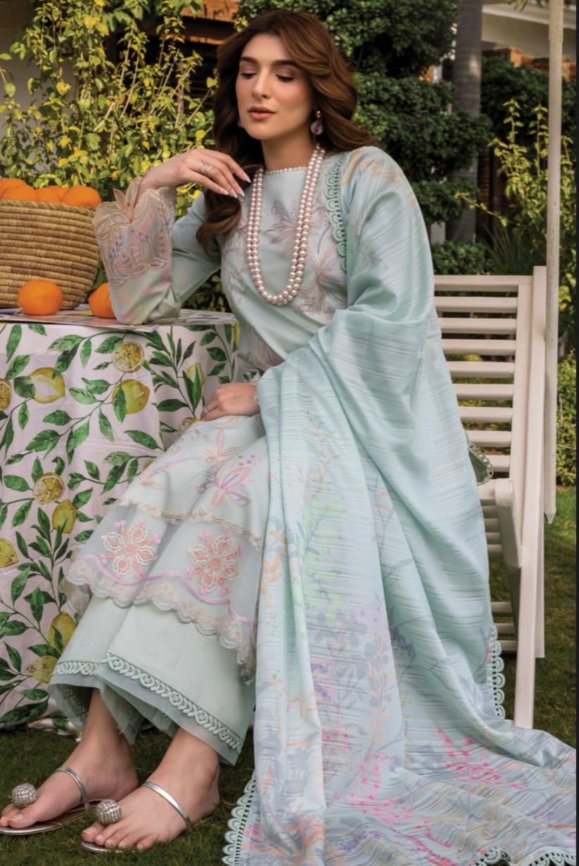 (108) Rang Rasiya Shireen Florence Summer Edit 2025 – Ready-to-Wear Lawn Suit with Printed Silk Dupatta