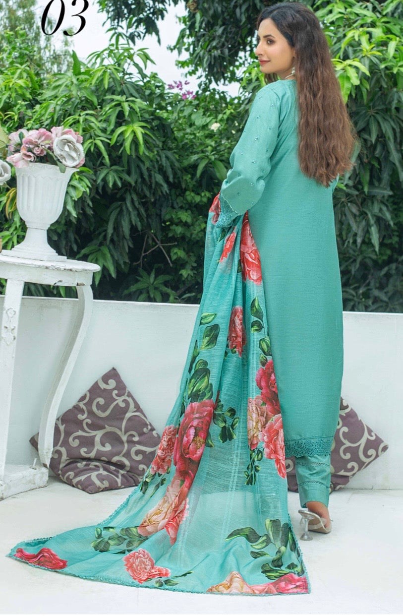 (344) Pakistani Chikankari Viscose Suit | Sequin & Floral Dupatta